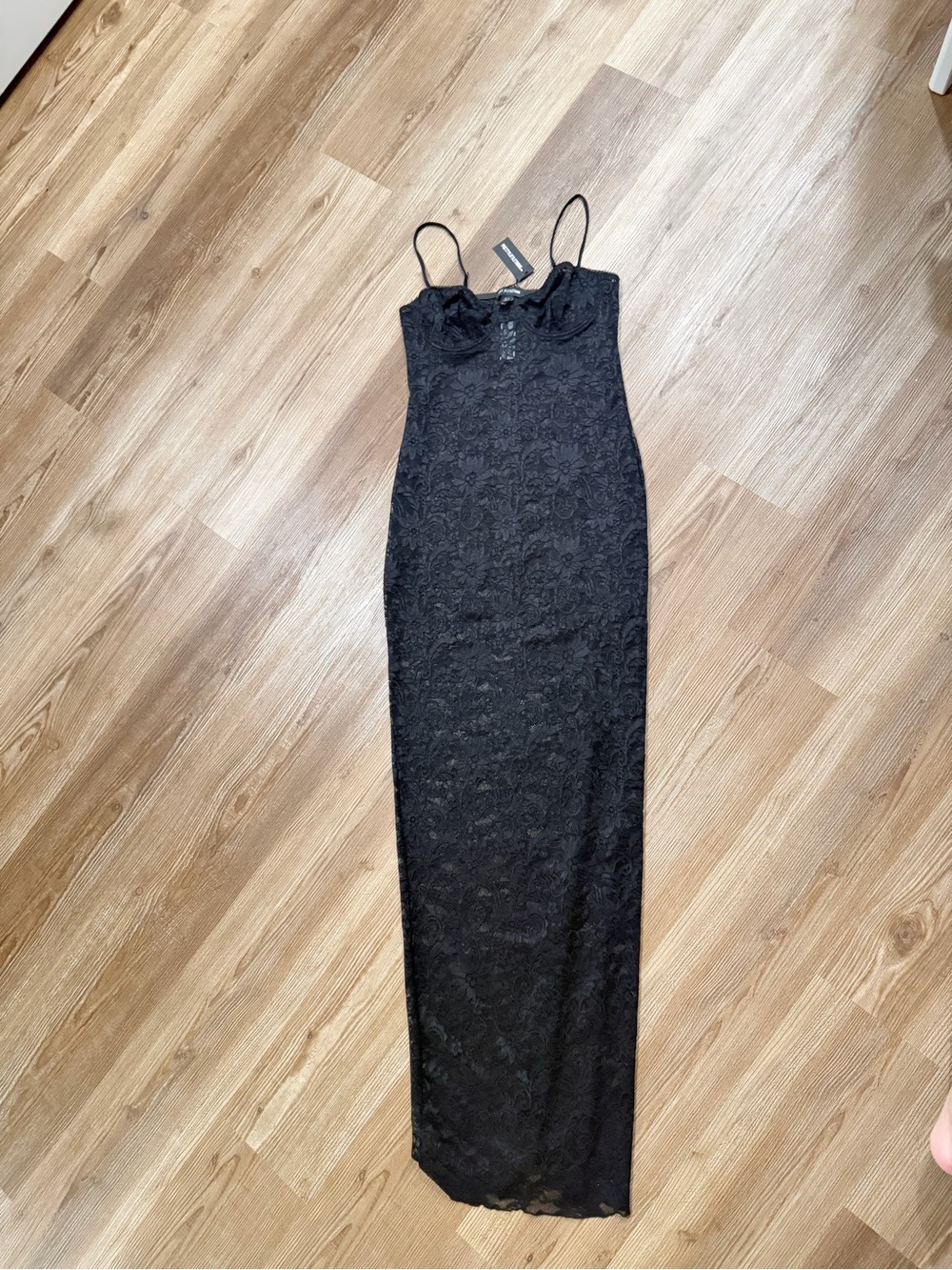 PrettyLittleThing Black Lace Maxi Slip Dress
